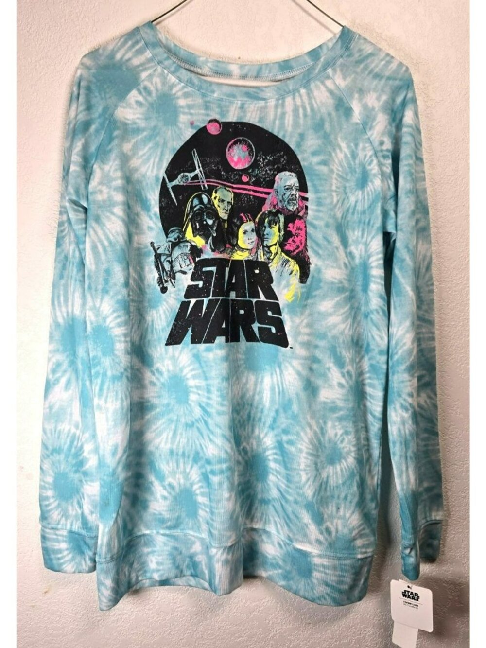 NWT Star Wars Ep IV A New Hope Retro Tie Dye Screen Tee Long Sleeve Juniors Sz M